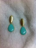 Brinco Dourado com Pedra Turquesa Cod 000003BP