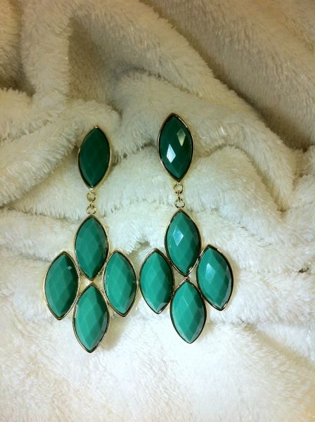 Brinco Dourado Com Pedras Verde Cod 000005BP